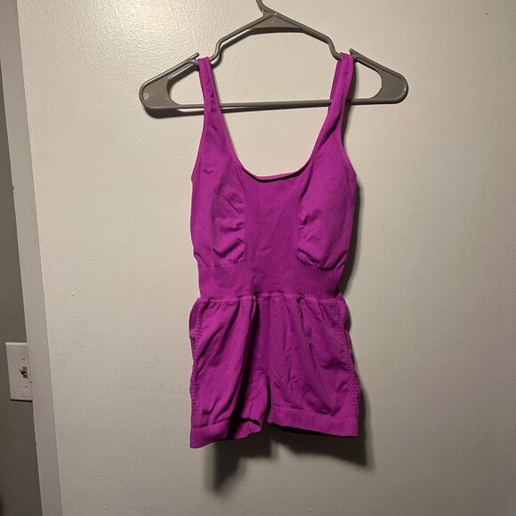 Free People good karma runsie Fuchsia Cutout Romper – Sleeveless Loungewear XS/S - Picture 2 of 6